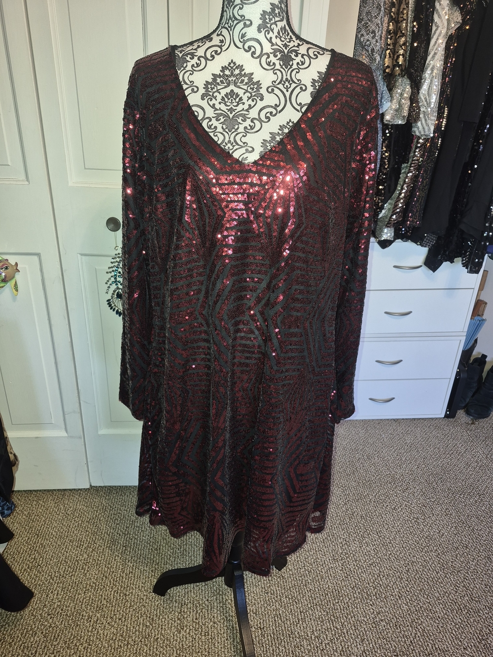 NWT City Chic Black and Burgundy Sequin Dress